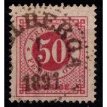 1886 - Sverige - AFA 37 - Frimærke - Ringtype med posthorn på bagsiden - 50 øre karmin - Stemplet.